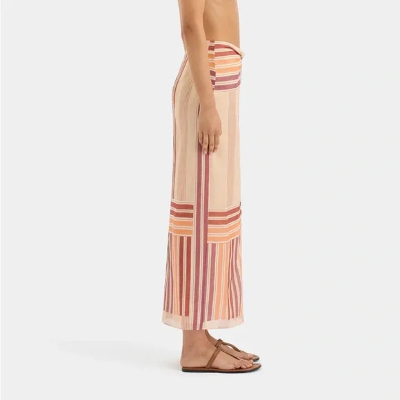 SIR. The Label Marisol Twist Skirt in Multi Patchwork Stripe - Picture 3 of 5